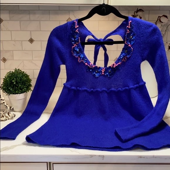 FREE PEOPLE ANGORA JEWEL SWEATER - Picture 1 of 7